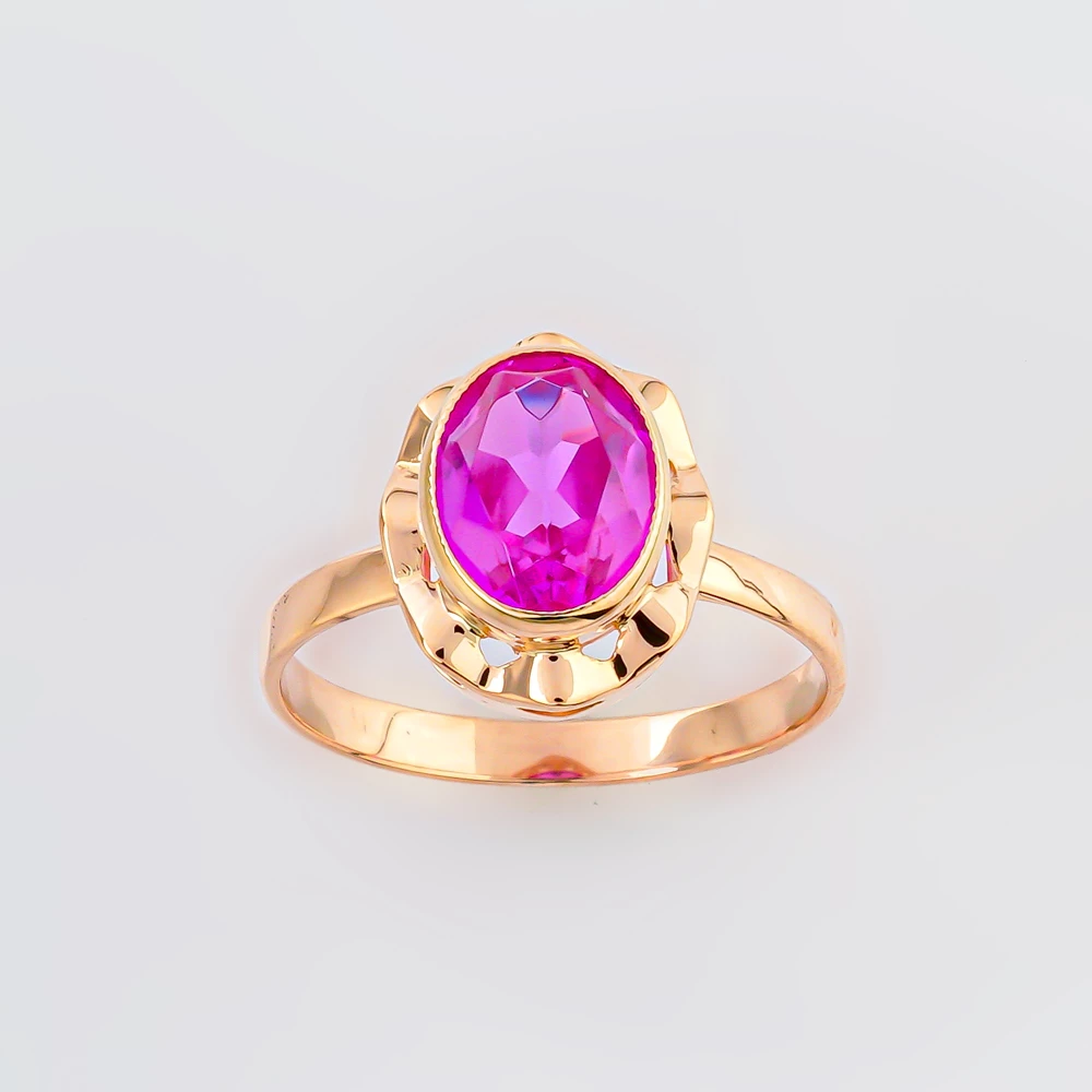 Кольцо с фианитом из красного золота 583 пробы