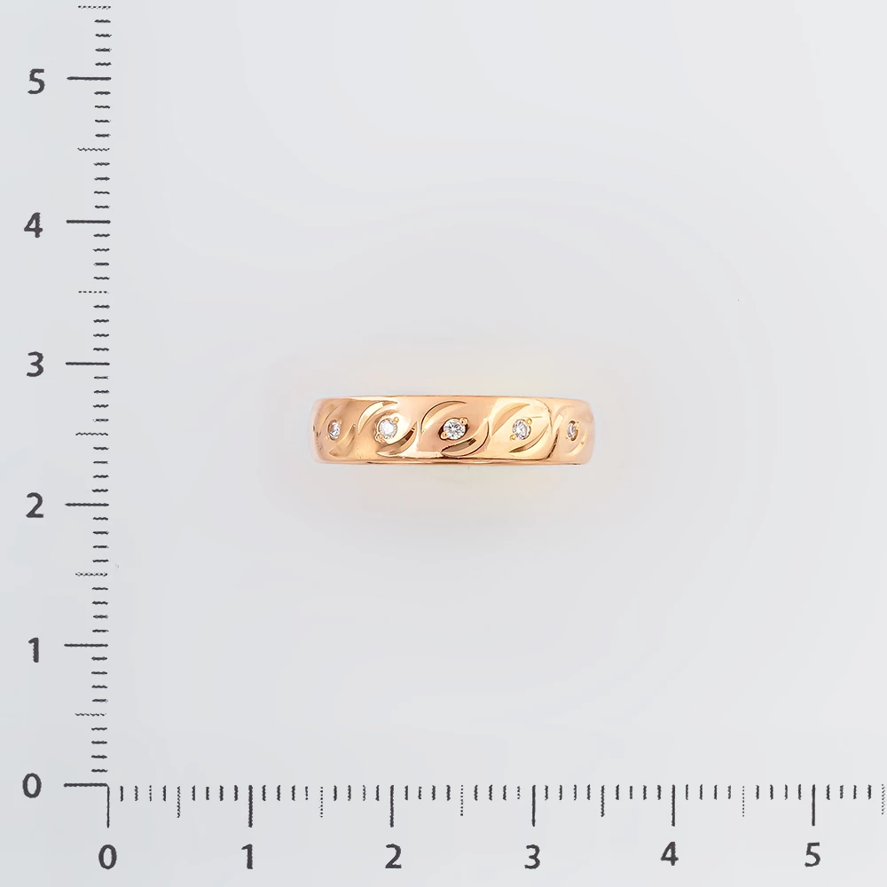 Кольцо обручальное с бриллиантом из красного золота 585 пробы