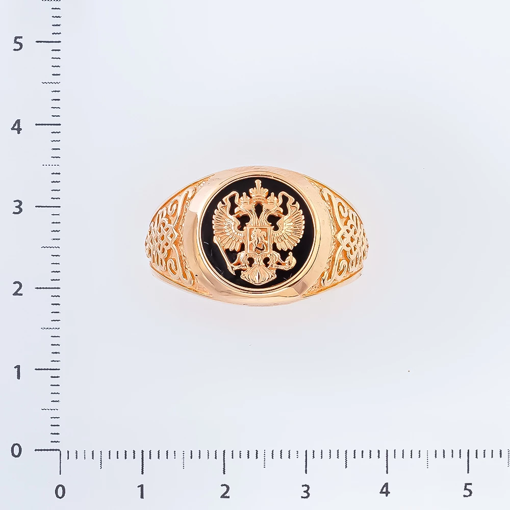 Кольцо с ониксом из красного золота 585 пробы
