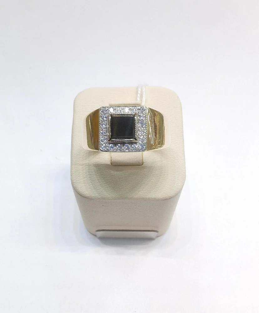 Кольцо с ониксом из красного золота 585 пробы