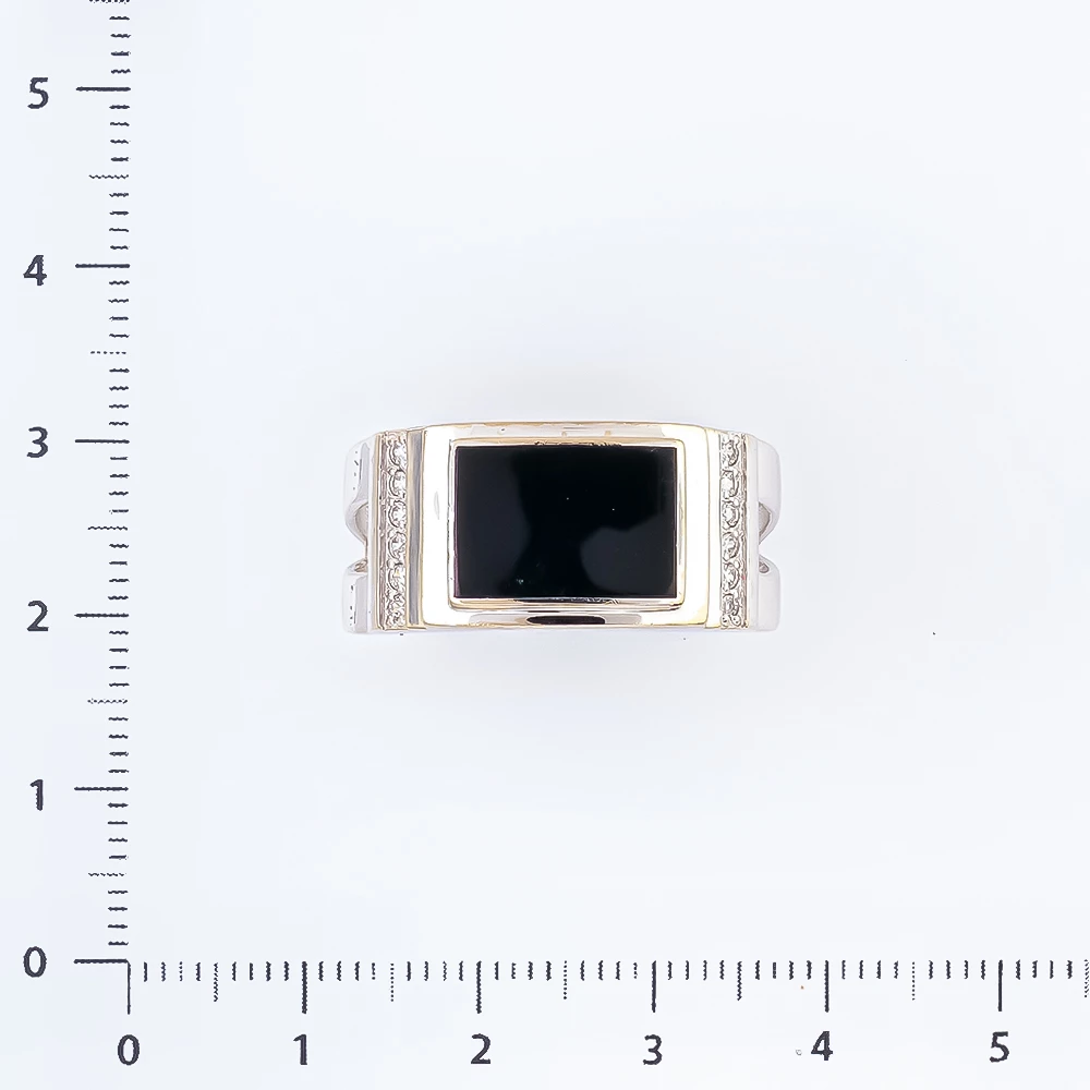 Кольцо с ониксом из белого золота 585 пробы