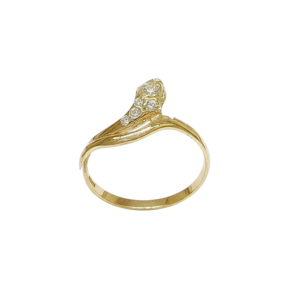 Кольцо с фианитом из красного золота 585 пробы