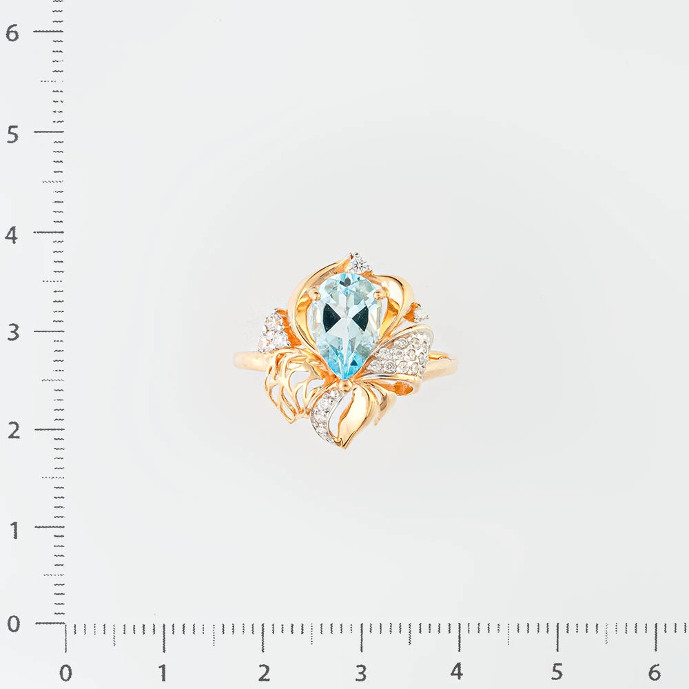 Кольцо с топазом из красного золота 585 пробы