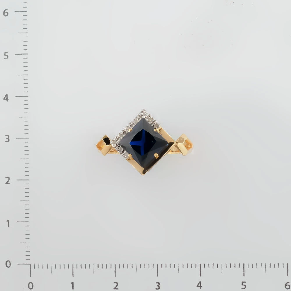 Кольцо с сапфиром синтетическим из желтого золота 500 пробы