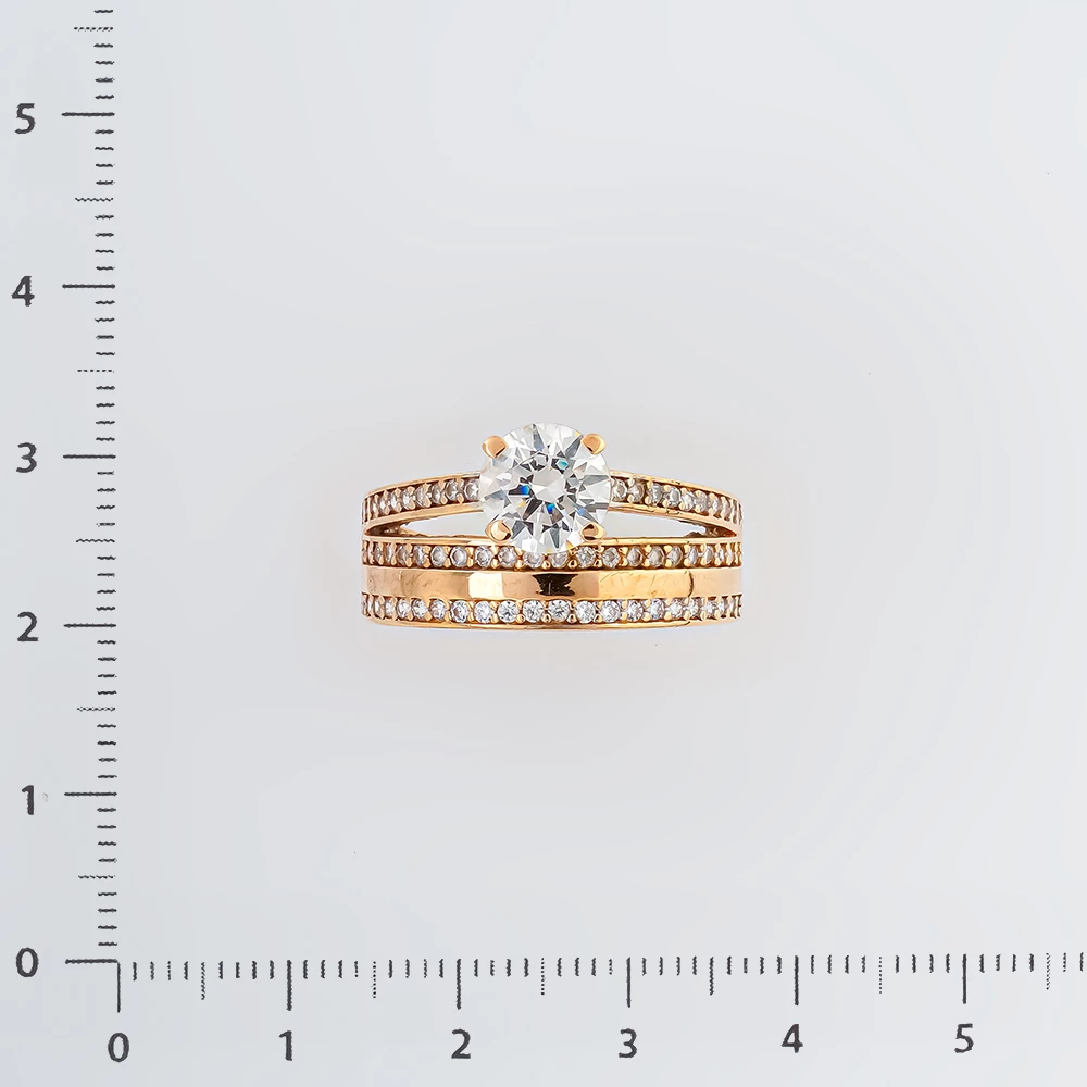 Кольцо с фианитом из красного золота 375 пробы