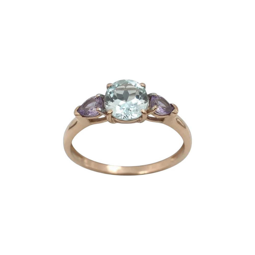 Кольцо с топазом из красного золота 585 пробы