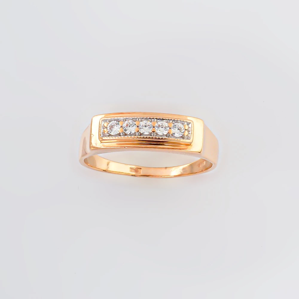 Кольцо с фианитом из красного золота 585 пробы