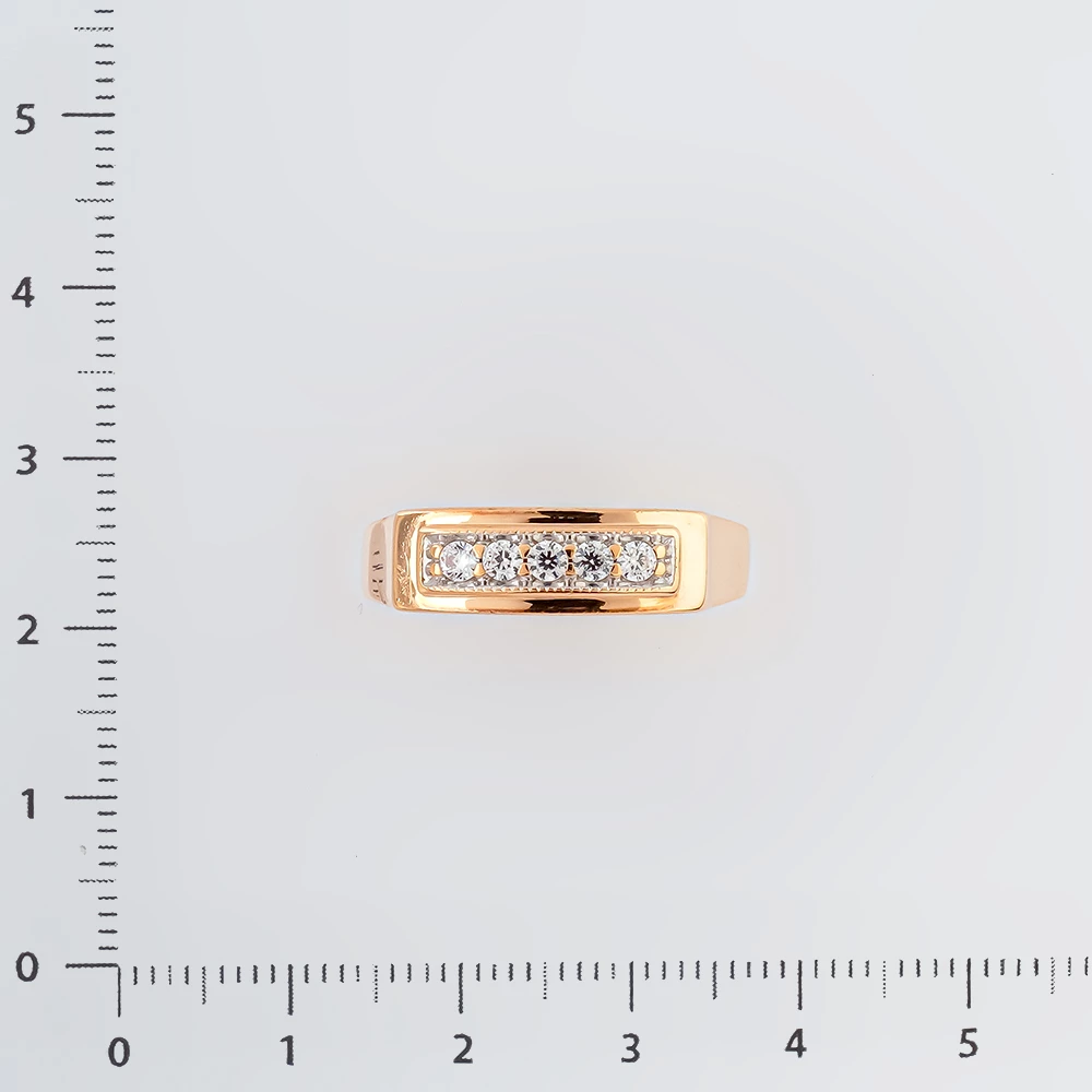 Кольцо с фианитом из красного золота 585 пробы