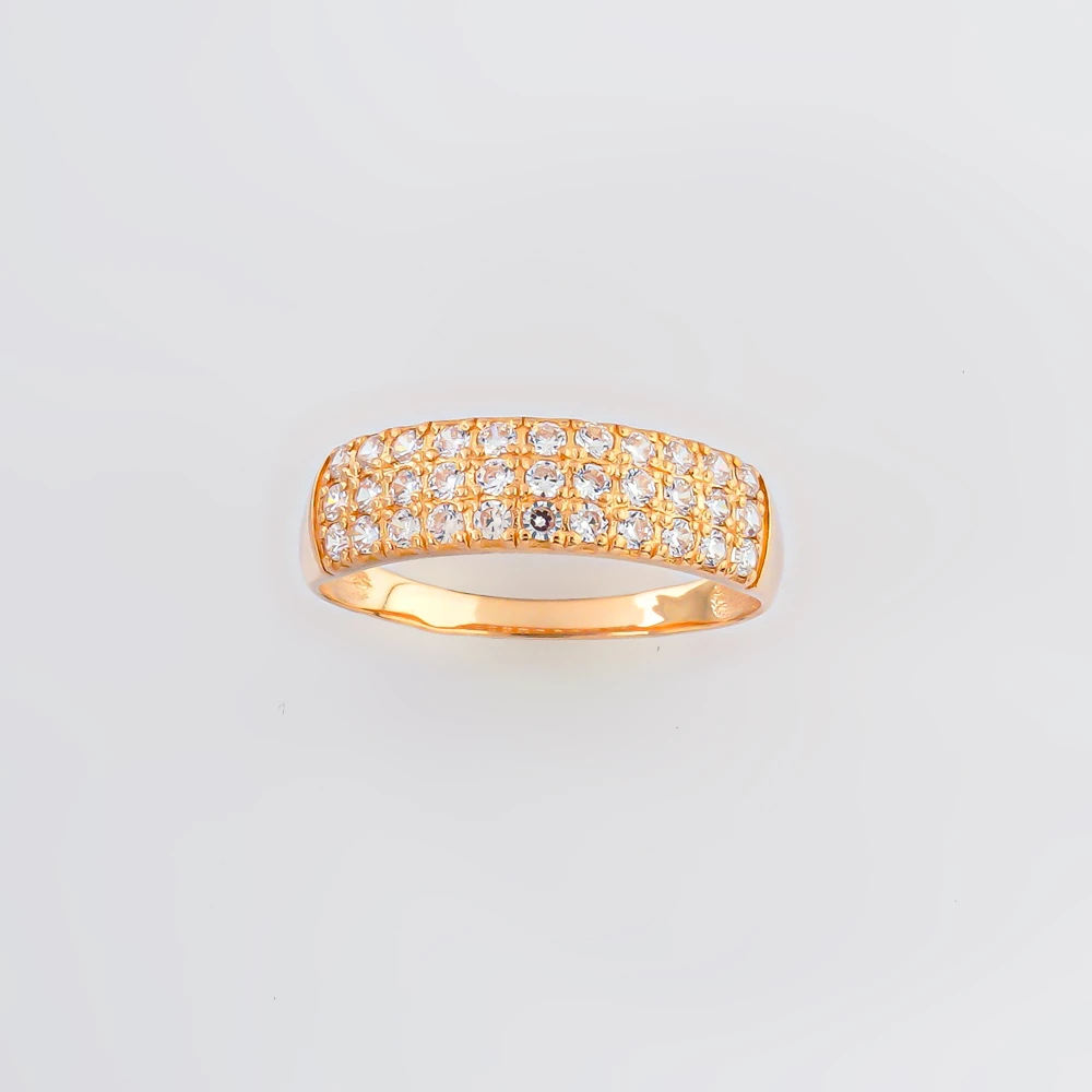 Кольцо с фианитом из красного золота 585 пробы