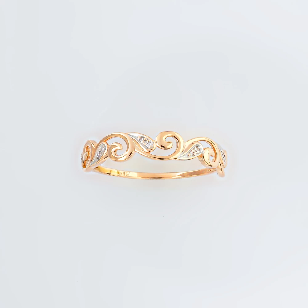 Кольцо с бриллиантом из красного золота 585 пробы