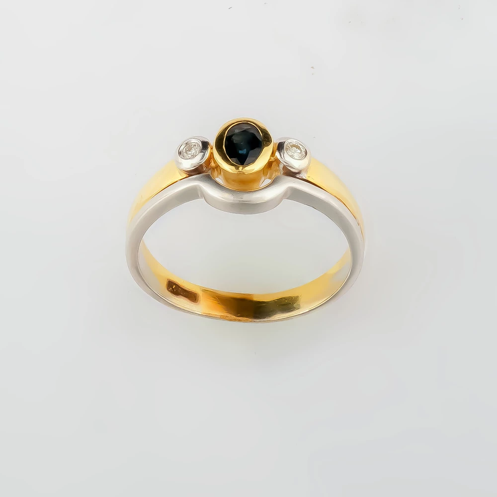 Кольцо с сапфиром из желтого золота 750 пробы