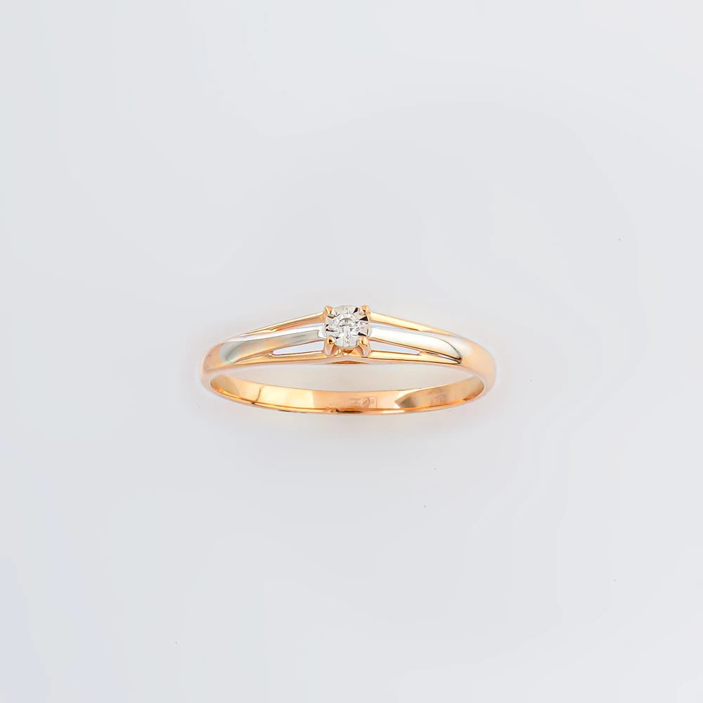 Кольцо с бриллиантом из красного золота 585 пробы