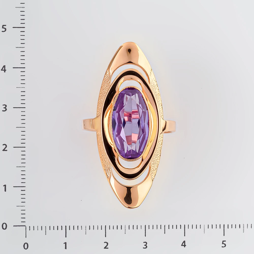 Кольцо с александритом синтетическим из красного золота 583 пробы