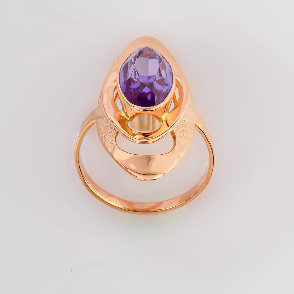 Кольцо с александритом синтетическим из красного золота 583 пробы