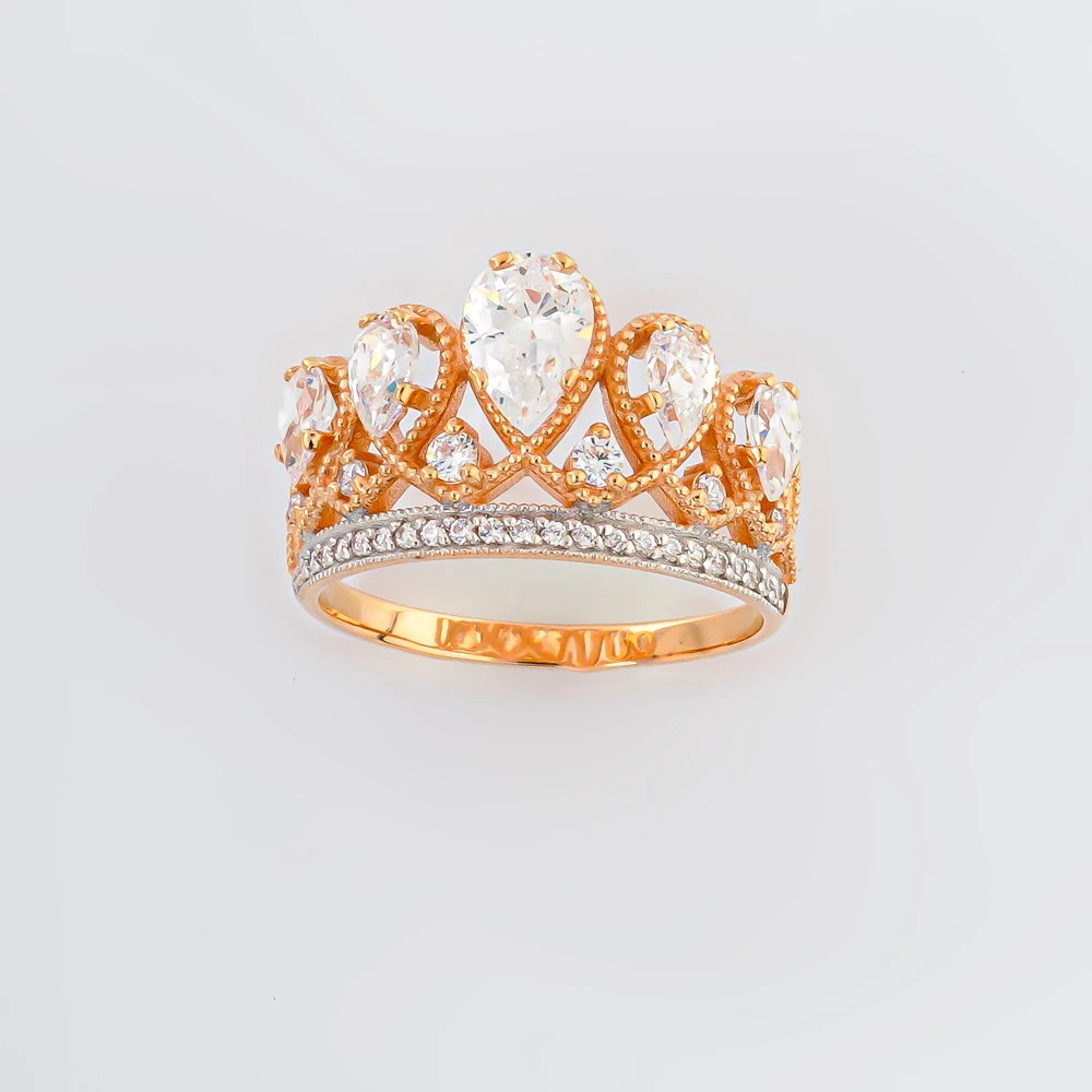 Кольцо с фианитом из красного золота 585 пробы Кольцо с фианитом из красного золота 585 пробы