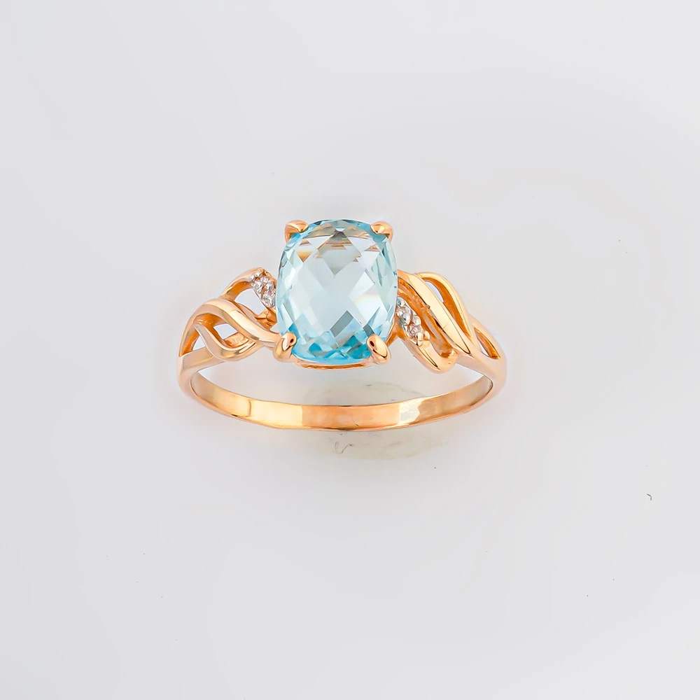 Кольцо с топазом из красного золота 585 пробы