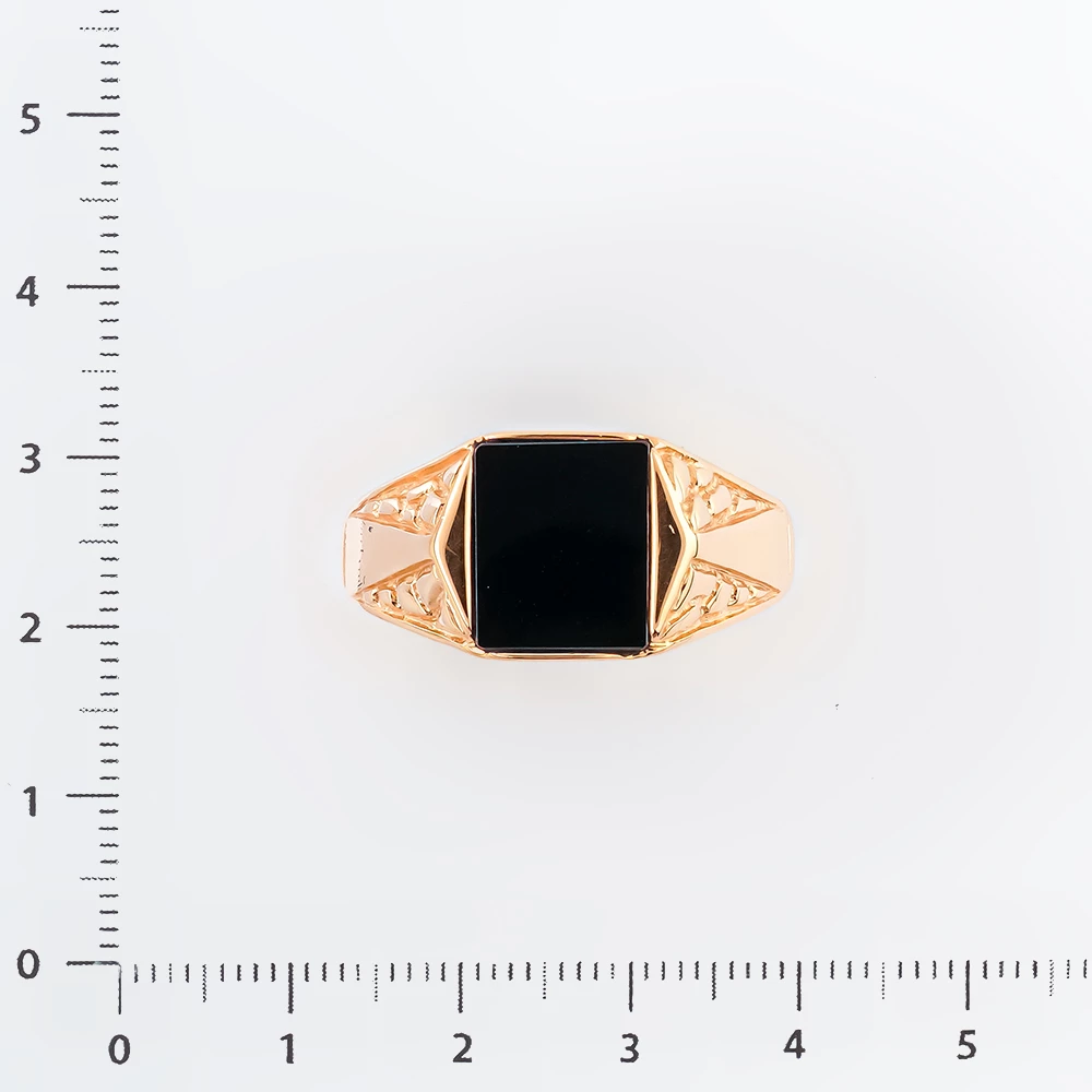 Кольцо с ониксом из красного золота 585 пробы