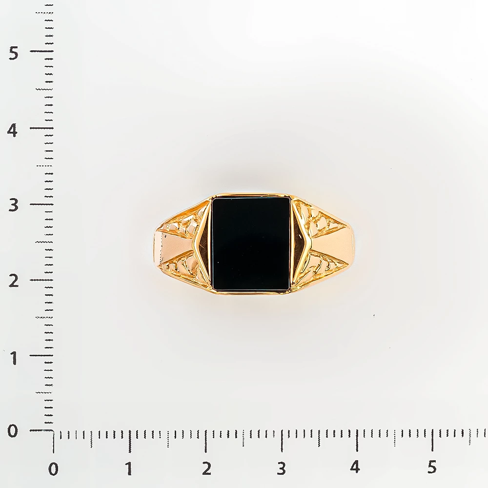 Кольцо с ониксом из красного золота 585 пробы