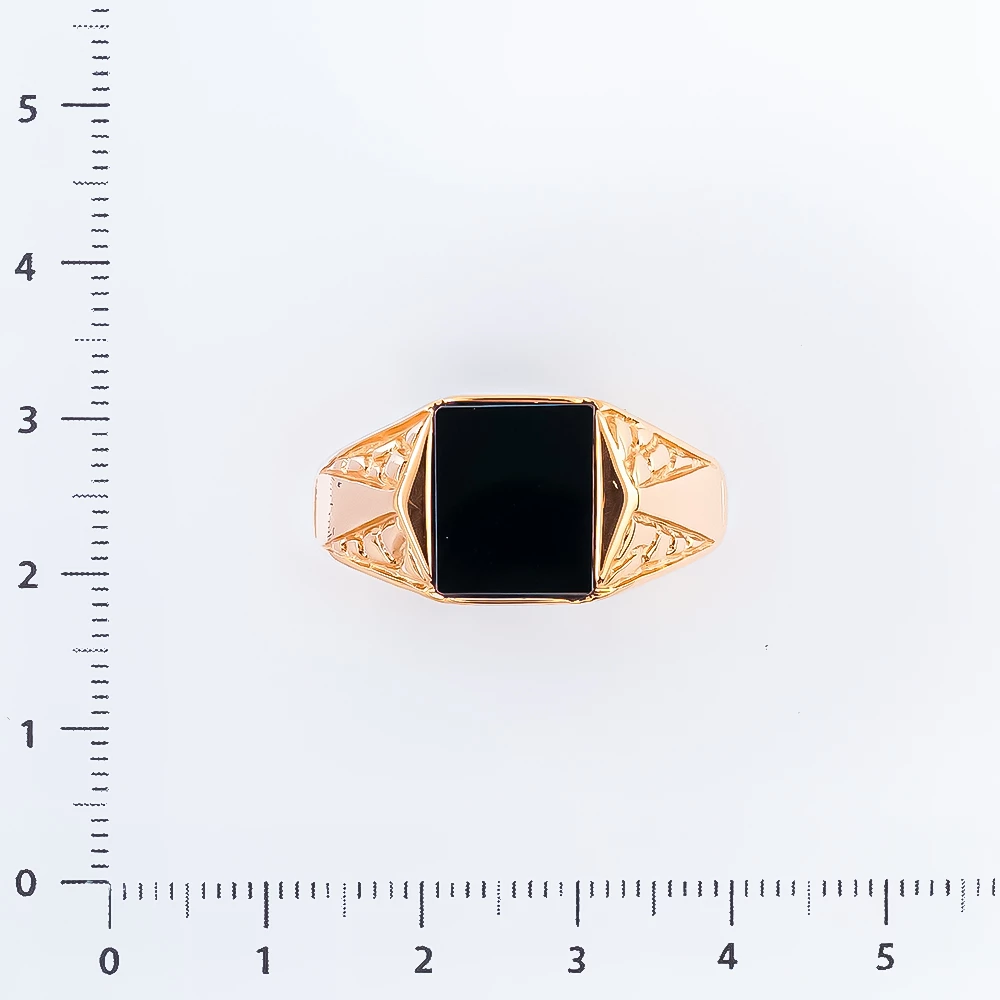 Кольцо с ониксом из красного золота 585 пробы