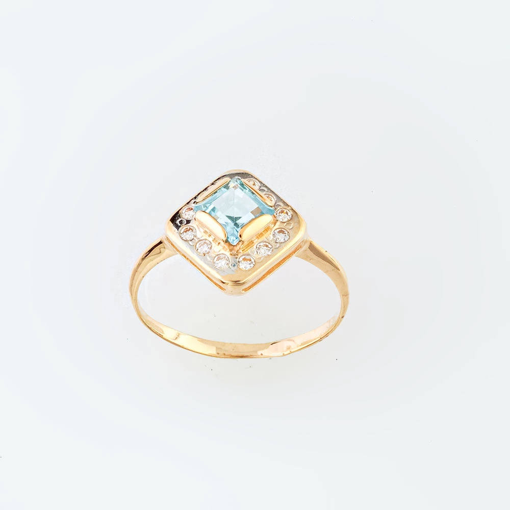 Кольцо с топазом из красного золота 585 пробы