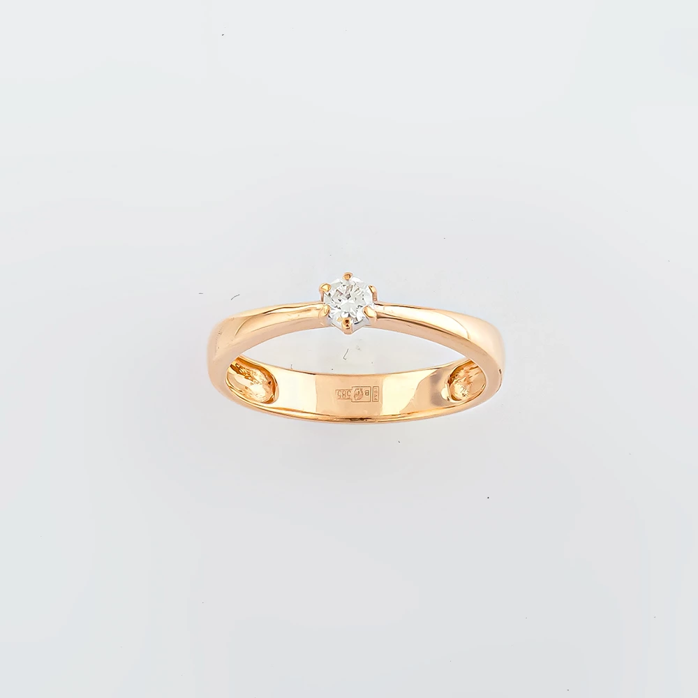 Кольцо с бриллиантом из красного золота 585 пробы