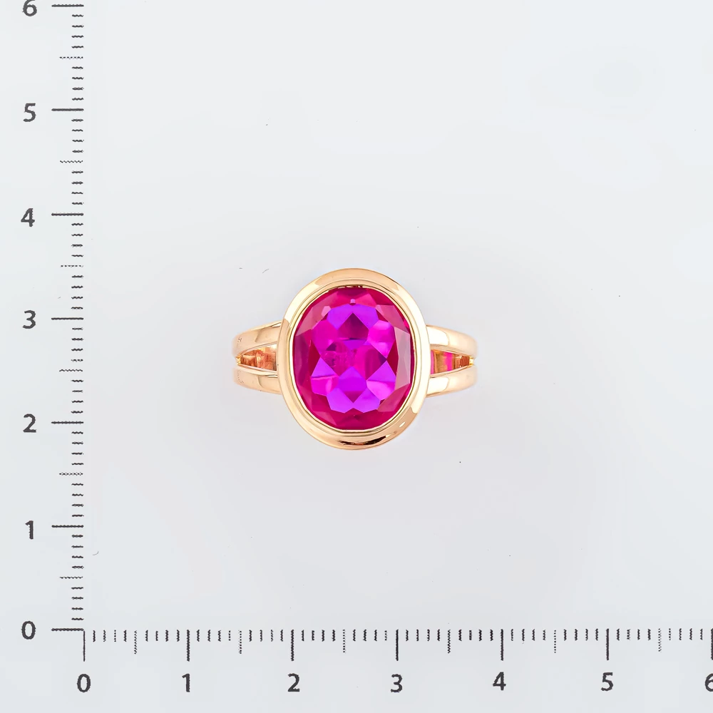 Кольцо с рубином синтетическим из красного золота 583 пробы