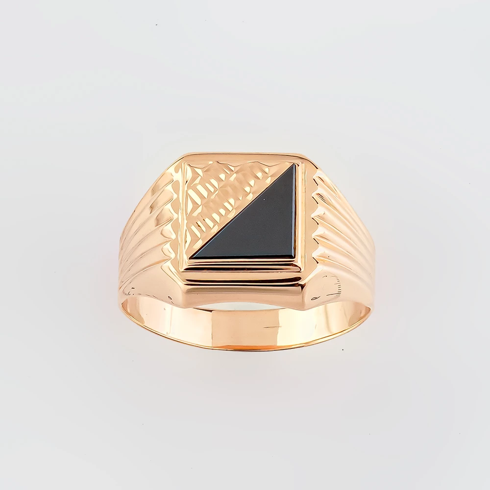 Кольцо с ониксом из красного золота 585 пробы