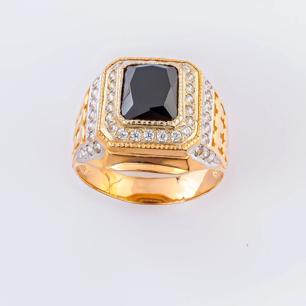 Кольцо с ониксом из красного золота 585 пробы