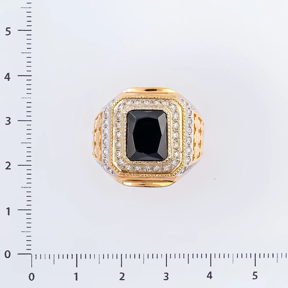 Кольцо с ониксом из красного золота 585 пробы