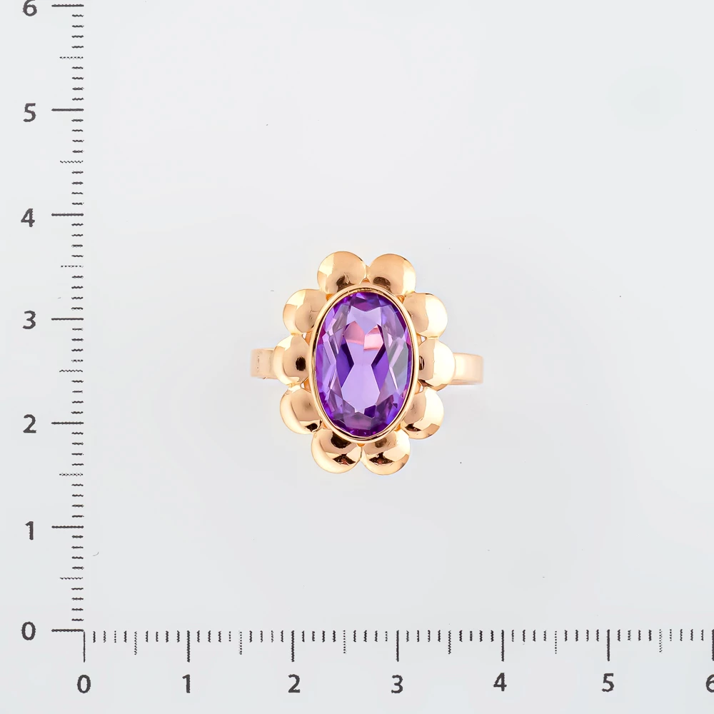 Кольцо с фианитом из красного золота 583 пробы