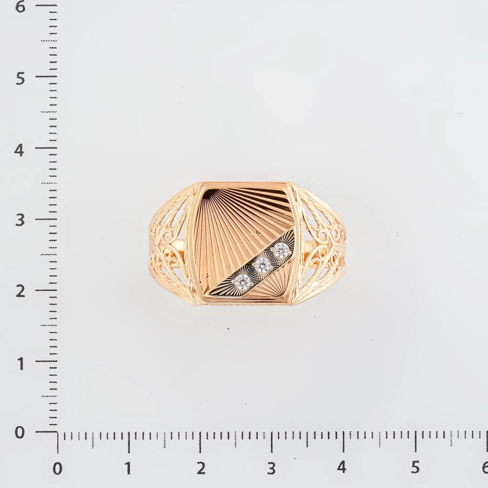 Кольцо с фианитом из красного золота 585 пробы