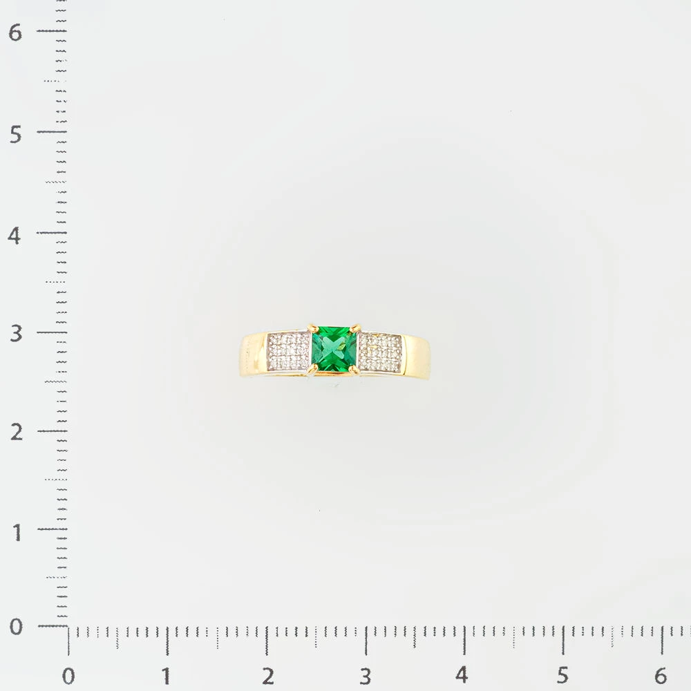 Кольцо с изумрудом синтетическим из желтого золота 585 пробы