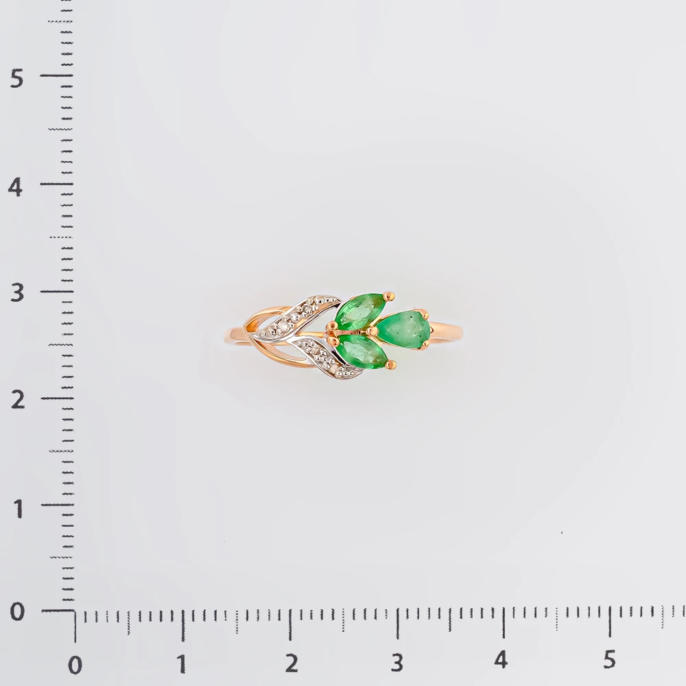 Кольцо с изумрудом из красного золота 585 пробы