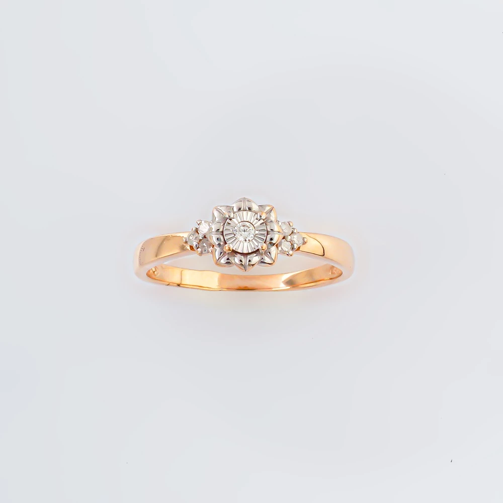 Кольцо с бриллиантом из красного золота 585 пробы