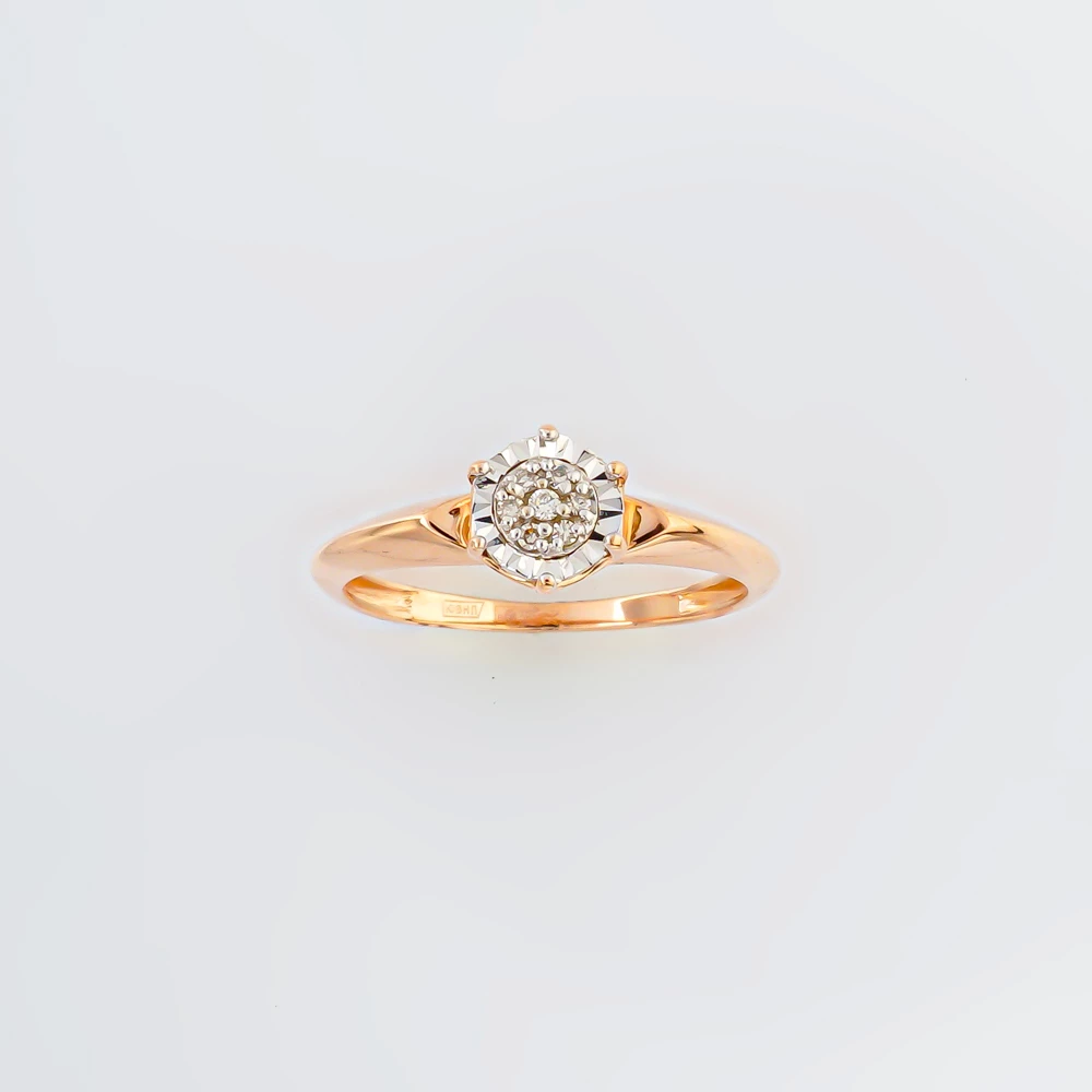 Кольцо с бриллиантом из красного золота 585 пробы