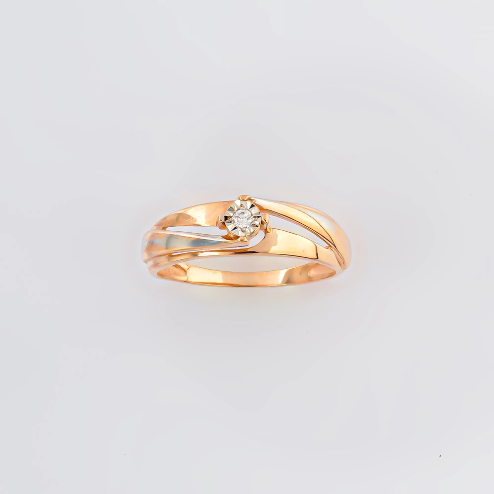 Кольцо с бриллиантом из красного золота 585 пробы