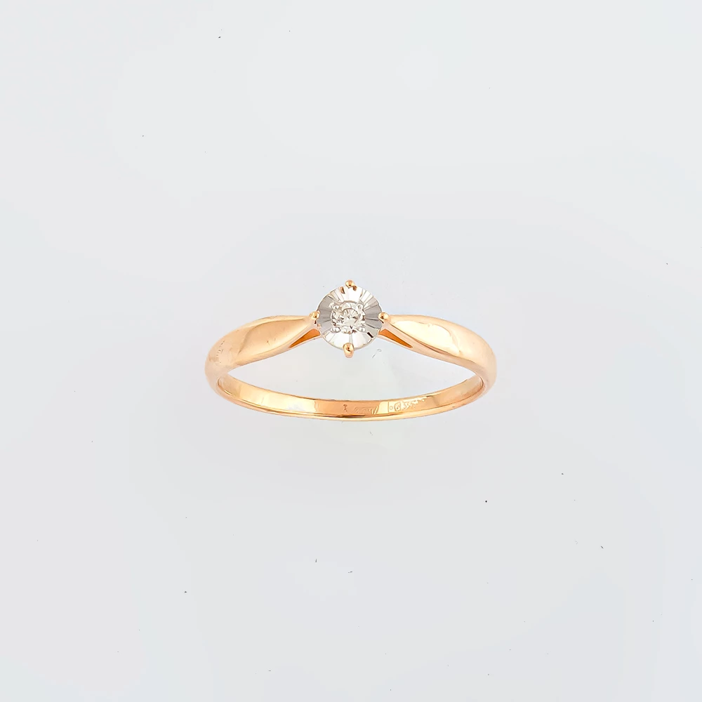 Кольцо с бриллиантом из красного золота 585 пробы