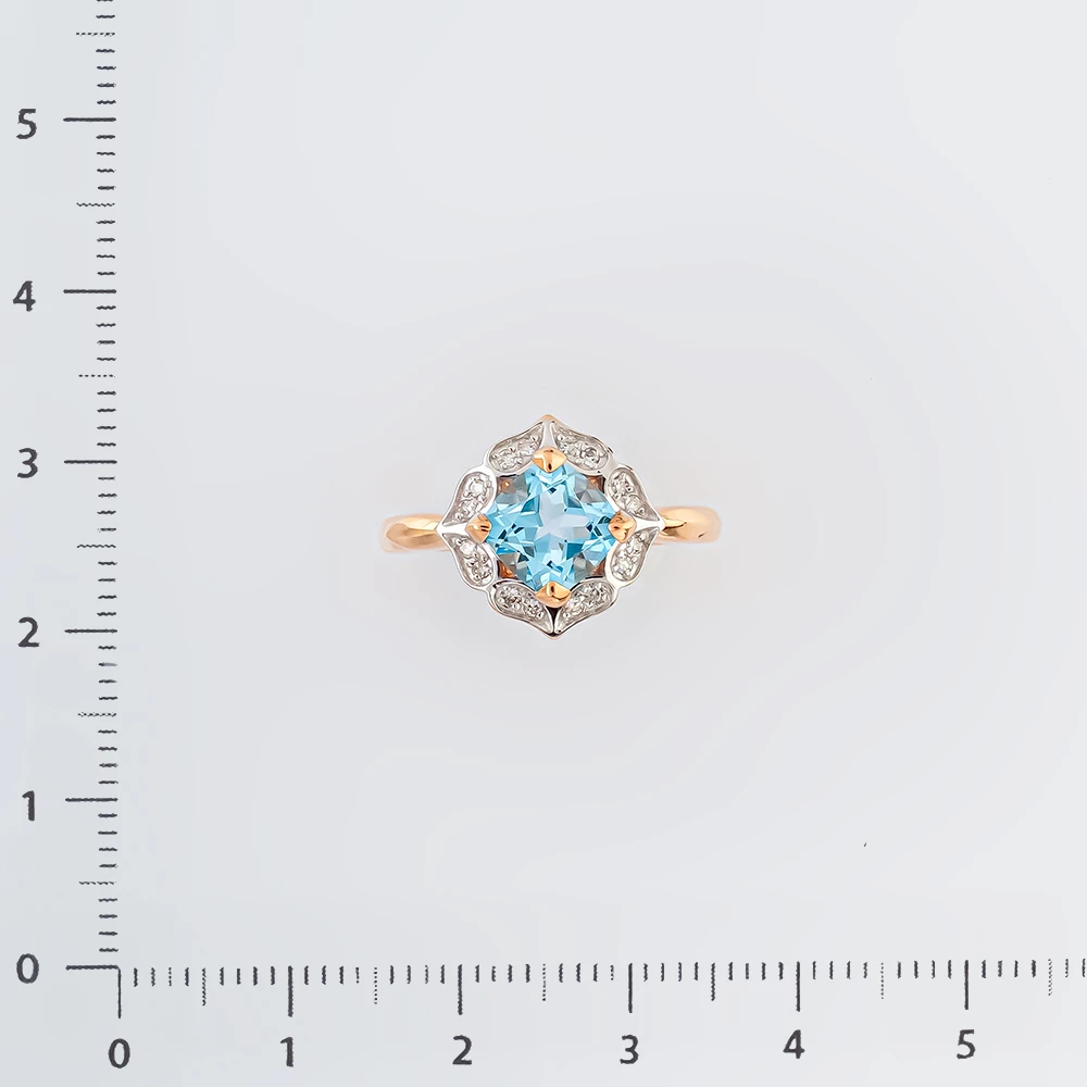 Кольцо с топазом из красного золота 585 пробы