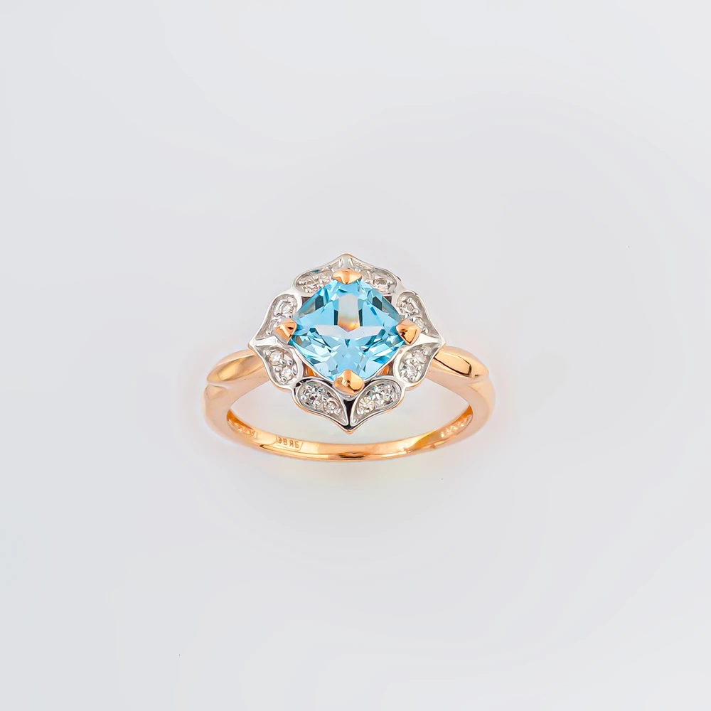 Кольцо с топазом из красного золота 585 пробы