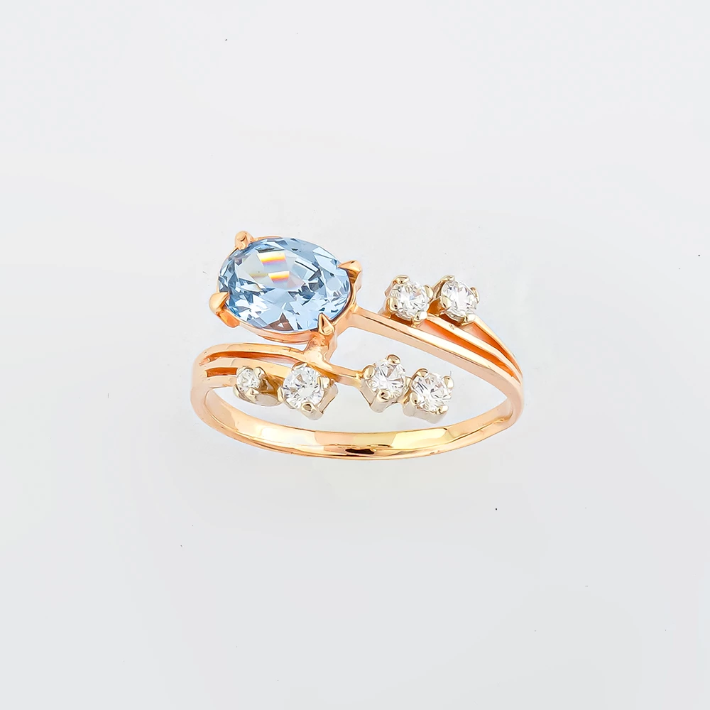 Кольцо с топазом из красного золота 585 пробы