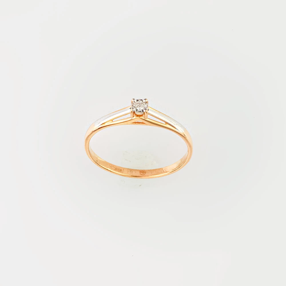 Кольцо с бриллиантом из красного золота 585 пробы