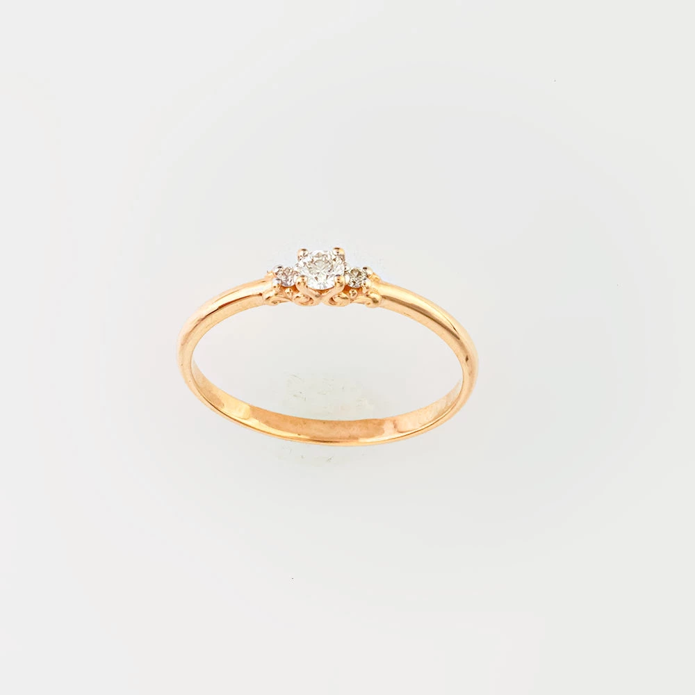 Кольцо с бриллиантом из красного золота 585 пробы