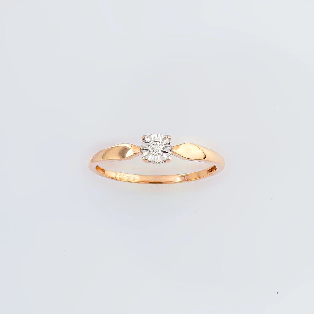 Кольцо с бриллиантом из красного золота 585 пробы