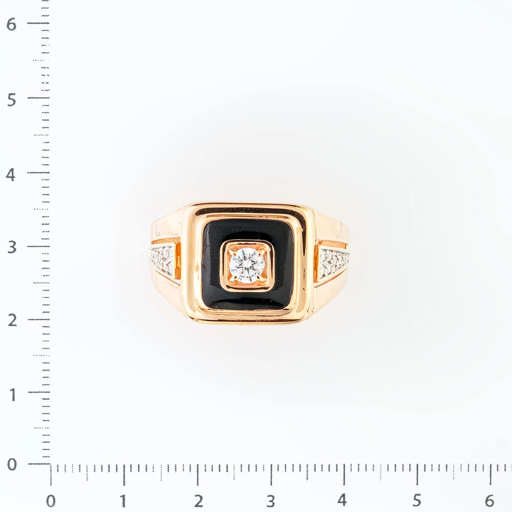 Кольцо с эмалью из красного золота 585 пробы