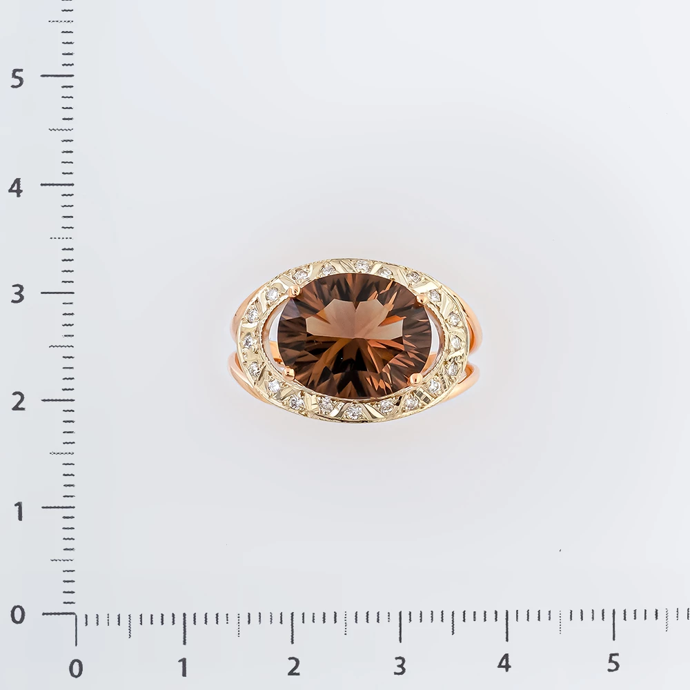 Кольцо с раух-топазом из красного золота 585 пробы Кольцо с раух-топазом из красного золота 585 пробы