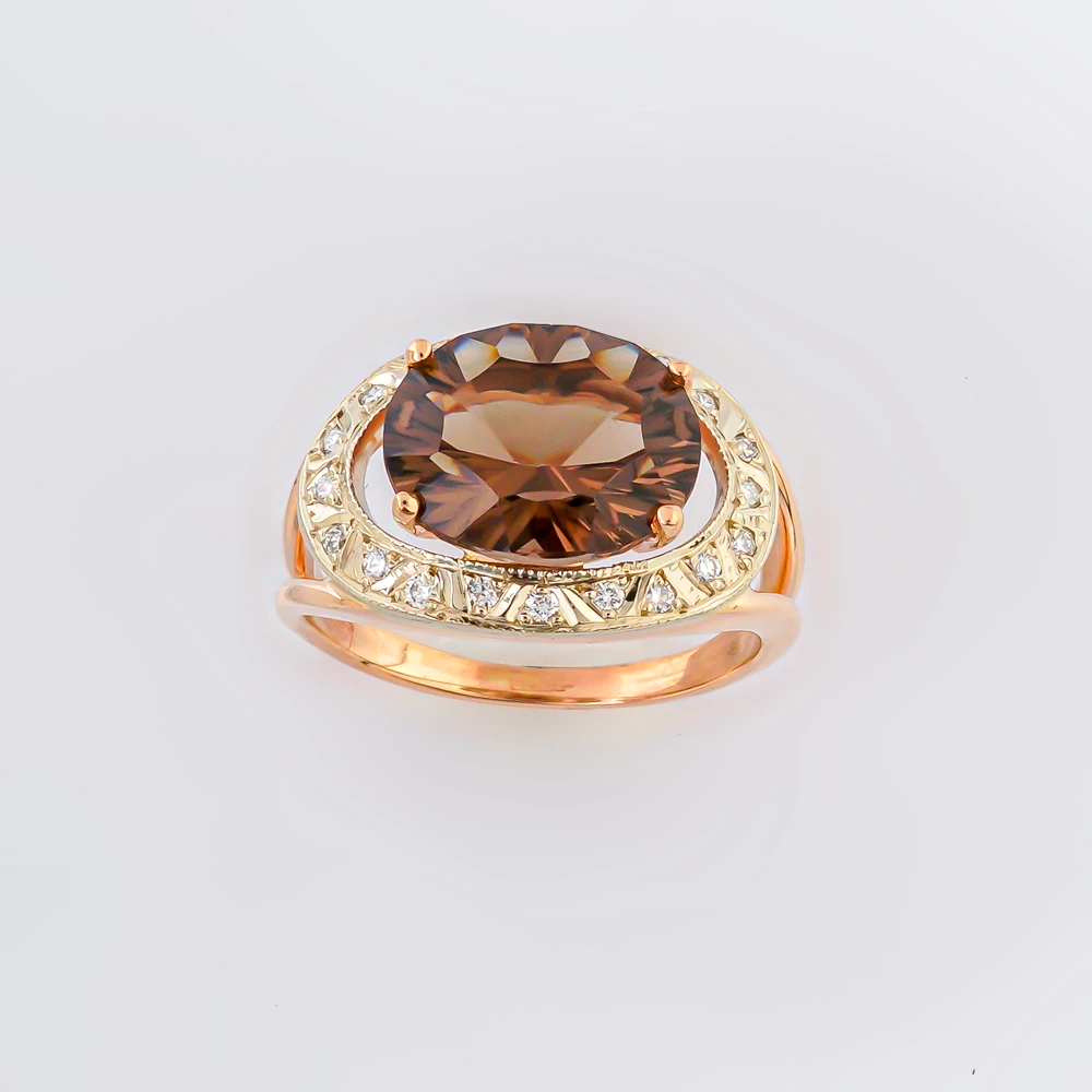 Кольцо с раух-топазом из красного золота 585 пробы Кольцо с раух-топазом из красного золота 585 пробы