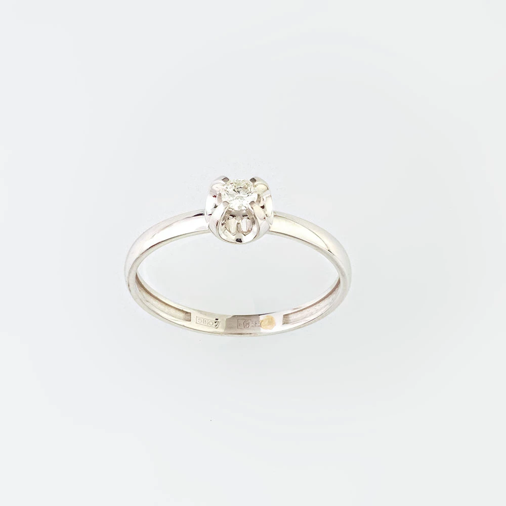 Кольцо с бриллиантом из белого золота 585 пробы