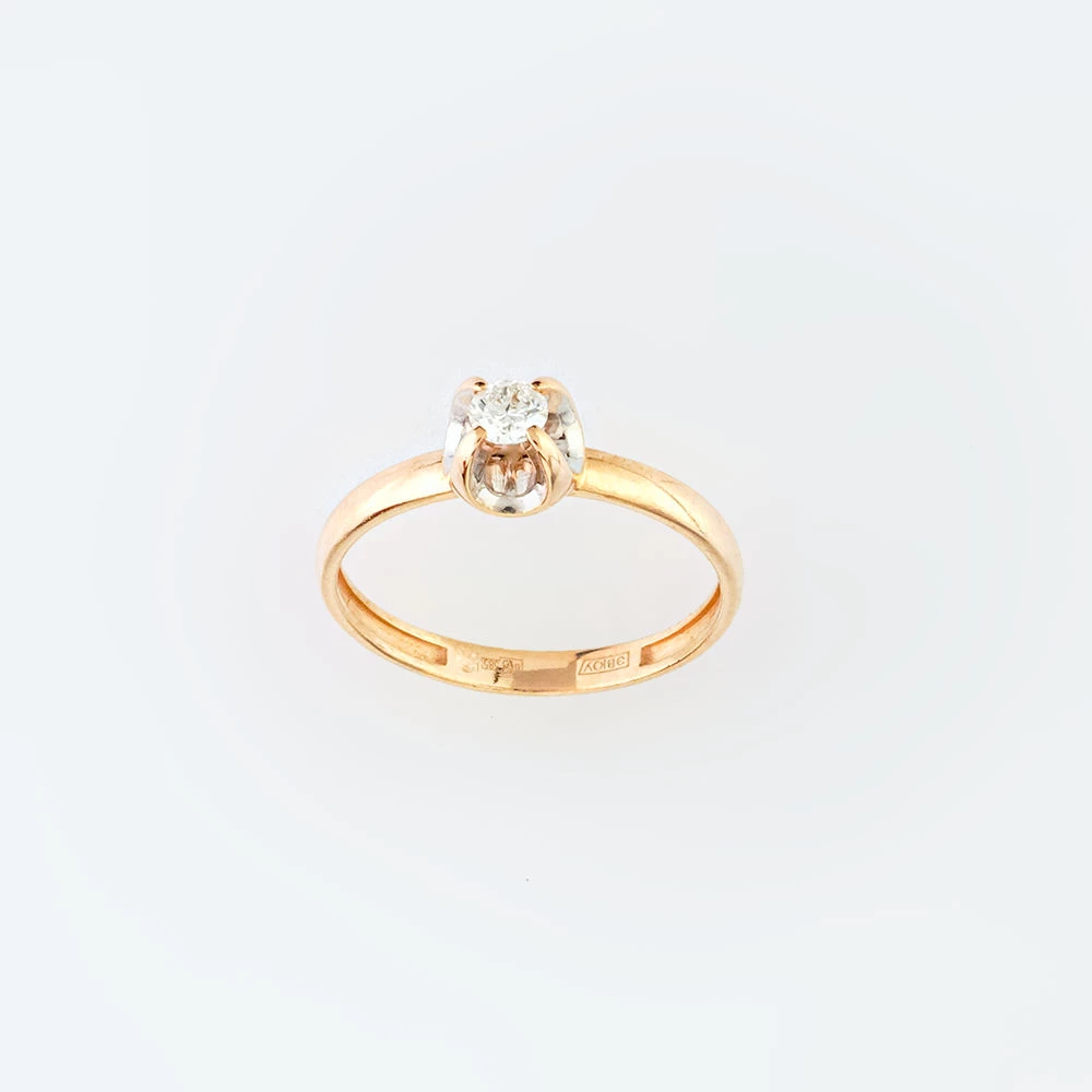 Кольцо с бриллиантом из красного золота 585 пробы