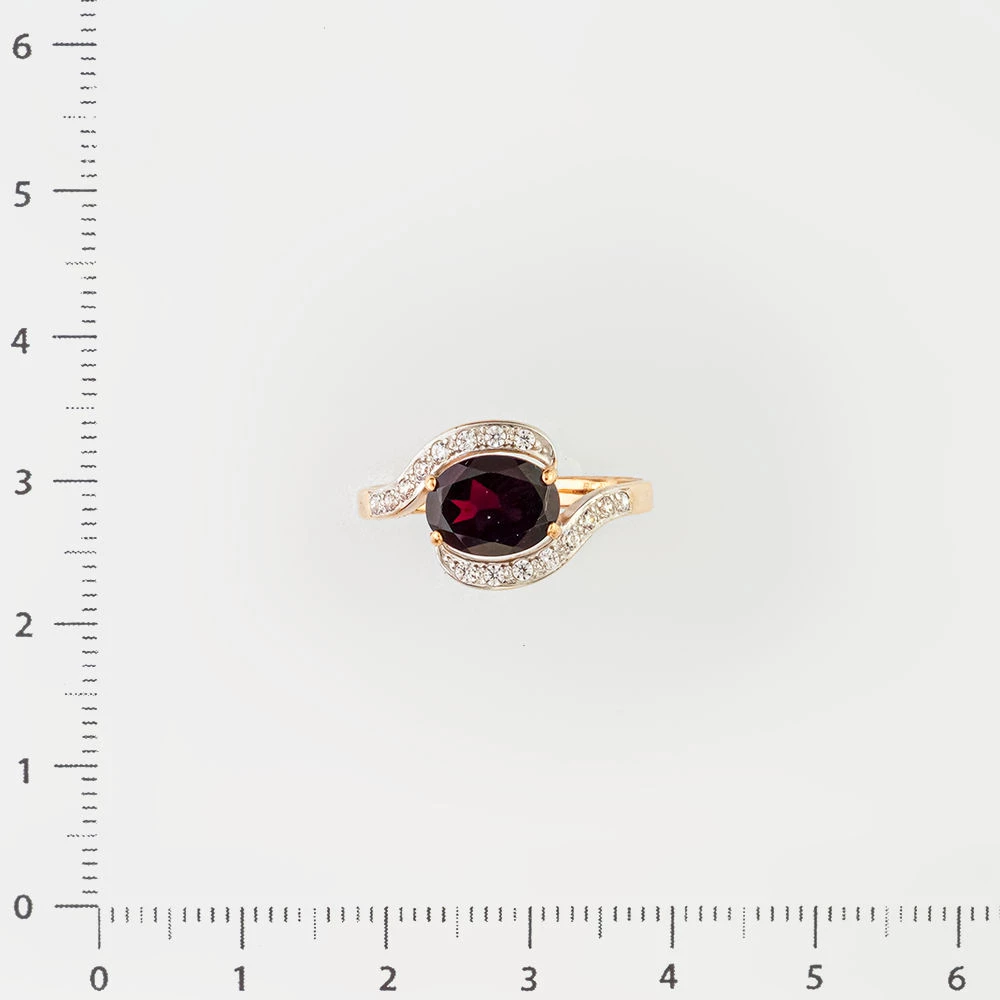 Кольцо с гранатом из красного золота 585 пробы