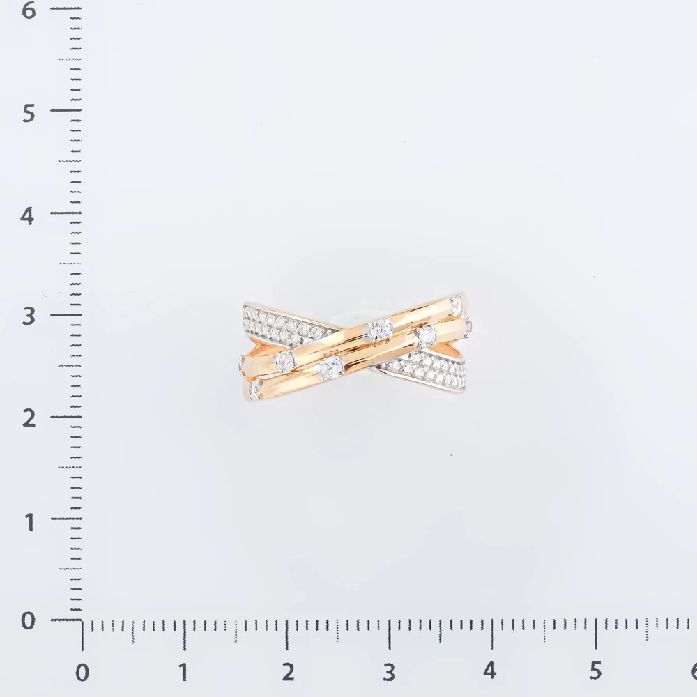 Кольцо с фианитом из красного золота 585 пробы